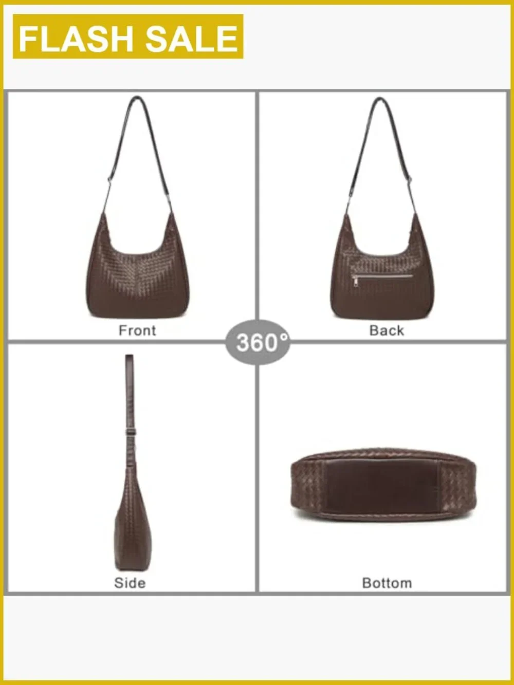 Woven Hobo Bag Crossbody Shoulder Tote Purse Vegan Leather Faux Leather Handbag